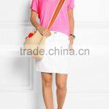 Womens Bright Color V Neck Basic T-shirt thumbnail-2