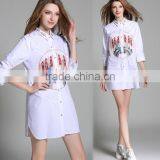 Zm50276b Europe Autumn Lady Clothing Fashion Lapel Pure Color Tops Blouse Women thumbnail-1