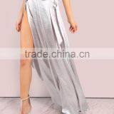 Runwaylover 5481 Europea Sexy Sliver Satin Long Maxi Skirt thumbnail-2