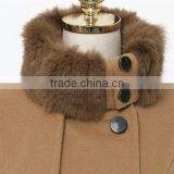 Women's Fashion Faux Fur Lapel Double-breasted Thick Wool Trench Coat Jacket thumbnail-3