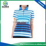 OEM Sublimated Printed Stripes Design Ladies Golf Polo Shirts Factory thumbnail-1