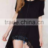 Women's Swallow Tail Hem Asymmetric Middle-long t Shirt thumbnail-1