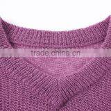 Wholesale Beautiful Purple v Collar Ladies Latest Wool Knitted Sweater Design With High Grade thumbnail-5