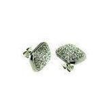 E383 Square Design Fashion Crystal Rhinestone Stainless Steel Diamond Stud Earrings, Stainless Steel thumbnail-1