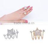 1pcs Gold-plated Rhinestone Star Wrap Spiral Finger Rings thumbnail-2