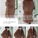 Elegant Rabbit hair, fox fur collar, long fur coat, fur garment JL011