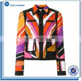 New Fashion Extra Long Sleeve Women Multicoloured Silk Blend Quilted Printed Jacket