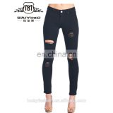 2016 Baiyimo latest new fashion design women skinny ripped jeans