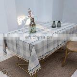 Fashion grey jacquard cotton linen table cloth for party