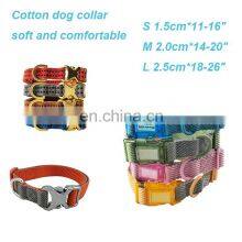 High-end Quality Fashion Cotton Webbing Soft and Comfortable Adjustable Metal Buckle Outdoor Dog Collar thumbnail-3