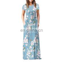 Manufacturers Wholesale Women's Short Sleeve Casual Printed Pocket Dress Women's Clothing thumbnail-3