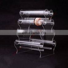 Retail Store Custom 4 Tier Acrylic Tube Display Bracelet Holder