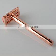 Luxury Women Rose Gold Customized Design Metal Traditional Double Edge Blades Men Shaver Gift Shaving Razor thumbnail-2