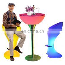 Wholesale LED Furniture Nightclub Plastic Led Remote Control Led Light Bar Stool Furniture High Cocktail Table Chair Set thumbnail-1