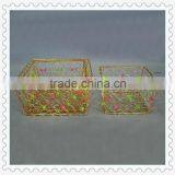 Beaded Decorative Rectangular Handmade Metal Stacking Wire Baskets thumbnail-1