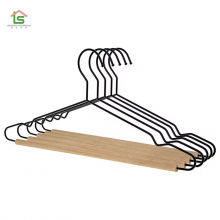 OEM Wooden Metal Hanger Clothes Garment Shirt Coat Pants Laundry Clothing Apparel Trousers Hanger Factory Supply thumbnail-1