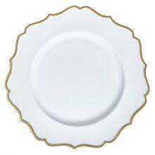 13 Inch 33 cm Wholesale Rose Gold Sliver Gold Rim White Green Charger Plates Wedding Plastic Charger Plates