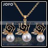 Rose Pearl Jewelry Sets Silver Plated Pendant Neckalce & Earrings Set For Women thumbnail-1