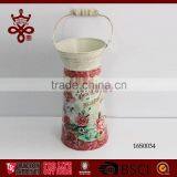 Farm Tools Home Decorative Tall Milk Bucket Tin Pot Wood Handle Metal Milk Tank thumbnail-2