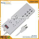 US/Canada/America USB Extension Socket Portable Multiple Electrical Outlet 120V 16A With Surge Protector
