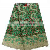 New Arrival Multiolor Design African Real Hollandais Wax With Guipure Cupion Lace thumbnail-3