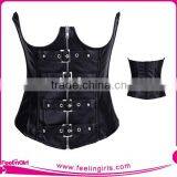 Cheap Black Women Wet Look Leather Corset Gothic thumbnail-1