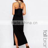 China Supplier Summer Cross Back Women Maxi Dress With Side Split thumbnail-2