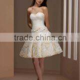 French Designe Mini / Short Wedding Dress / Gown Crystal Beading thumbnail-2