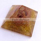 Yellow Orgone Energy Pyramid | Orgonite Yellow Pyramid (With Crystal Point) | Manufacturer-Supplier-Exporter