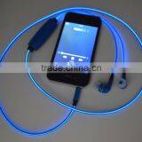 Factory Supply EL Glowing Earphone With Mini Jack Micophone thumbnail-4