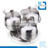 3 Pieces of Stainless Steel Black Pepper Container & Condiment Bottles & Salt Pepper Shaker Set