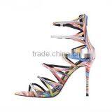 Sexy Women High Heel Pumps Sandals Pretty Rainbow Color Open Toe Strappy Lady Sandals thumbnail-2