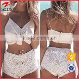 Beige Tie Up Lady Crop Top Online Shopping for Wholesale Clothing thumbnail-1
