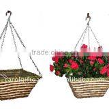 Banana Leaf and Corn Rope Square Hanging Planter - Hanging Basket - Corn Square Hanging Flower Pot thumbnail-1