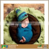 Baby Boy Gnome Elf Multicolor 100% Acrylic Knit Infant Hat with Textured Button