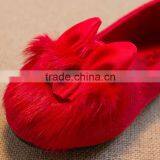 2015 Autumn Children Girl Flat Shoes Rabbit Hair Bow Princess Shoe Leopard Soft Bottom 4-6 Ages Kids Shoes thumbnail-5