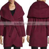 OEM Wholesale Hi-end Fall Winter New Pant Coat Design Woman's Wool Coat thumbnail-1