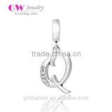 S067Q Globalwin 925 Sterling Silver Alphabet Letter Q Paved With Crystals Pendants Charms thumbnail-1