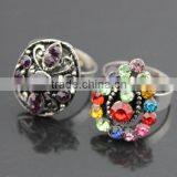 Europe Style Alloy Colourful Diamante Flower Open Rings thumbnail-1