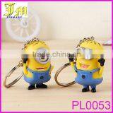 2015 2pcs 3D Eyes Fun Lucky for Despicable Me Minion Toy Rubber Key Chain Key Ring