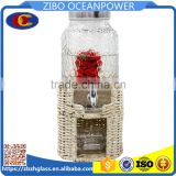 6L stone embossing water glass dispenser with grass stand