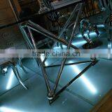 Glass Top Stainless Steel Base Dining Table and Chair AH126 thumbnail-3