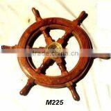 Sheesham Wood Ship Wheel With Brass Center thumbnail-1