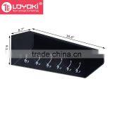 2016 High Quality Floating Entryway Shelf and Coat Rack MDF Wood Wall Shelf With 6 Hooks Wall Display Key Holder Wall Shelf thumbnail-4