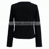 Factory Directly Provide Double Zip Long Sleeve O-neck Womens Black Elegant Blazer thumbnail-4