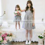 Hot Selling Wholesale Srtipe White Flower New Model Mother Daughter Matching Girl Dress thumbnail-1