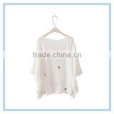 Half Sleeves V Neck Cotton Embroidery Breathable Fashion Lady Shirt thumbnail-2