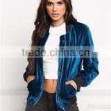 MGOO Foshan Manufacturer Custom Velvet Cotton Women Jackets Long Sleeves Zipper Up Jackets And Plain Coat thumbnail-2