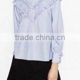 Runwaylover EY2385B Women Long Sleeve Fashion Falbala Pure Color Blouse thumbnail-4