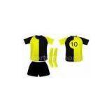 Black / Yellow Soccer Team Uniforms With Jerseys Shorts Socks For School / Club